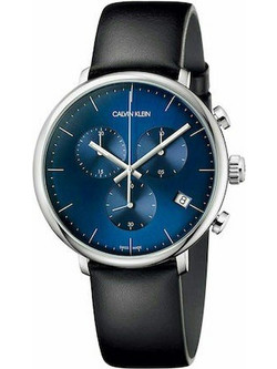 Calvin Klein High Noon Ανδρικό Ρολόι Χρονογράφος με Μαύρο Δερμάτινο Λουράκι K8M271CN