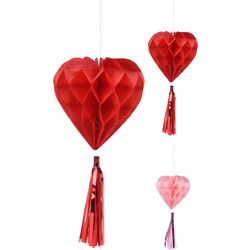 JK Home Decor - Στολίδι Καρδιά Κόκκινη 25-35cm S/2