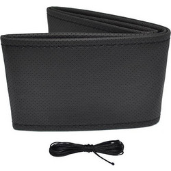 Otom Κάλυμμα Τιμονιού Αυτοκινήτου Stitching Δερματίνη Ραφτό Εξώγαζο Μαύρο Medium 37-39cm DK-201 1 Τεμάχιο - (12264)
