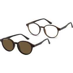 Sunoptic TRC-190A Ανδρικός Σκελετός Γυαλιών Οράσεως με Clip-On Κοκάλινος Καφέ