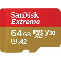 Sandisk Extreme microSDXC 64GB Class 10 U3 V30 UHS-I A2 170MB/s