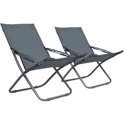 vidaXL Set Καρεκλάκι Παραλίας Γκρι 2τμχ 47905