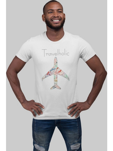 Travelholic t-shirt plus size - WHITE