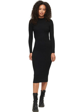 Superdry Midi Καθημερινό Φόρεμα Πλεκτό Μαύρο W8011582A-02A
