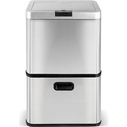 TurboTronic Αυτόματος Κάδος Απορριμμάτων 60L από Ανοξείδωτο ατσάλι, άνοιγμα με υπέρυθρες με 3 χώρους, TT-IBIN60S - TurboTronic