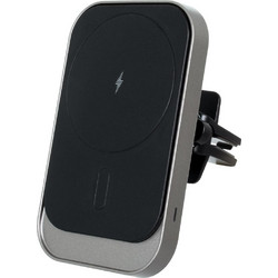 GloboStar(R) 79695 Μαγνητική Βάση Κινητού Αυτοκινήτου Max 15W USB σε USB Type-C με Κλιπ στον Αεραγωγό - Ασύρματη Φόρτιση MagSafe QuickCharge 3.0