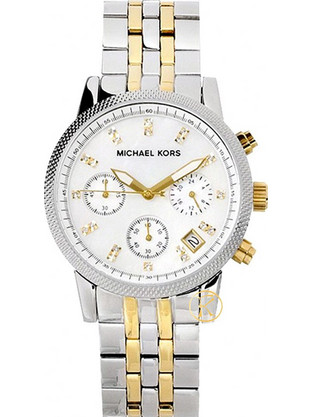 Michael Kors Γυναικείο Ρολόι Χρονογράφος με Ασημί Χρυσό Μεταλλικό Μπρασελέ MK5057