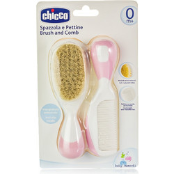 Chicco Βούρτσα - Χτένα απο Φυσική Τρίχα - ΡΟΖ, 1τμχ. (06569-10)
