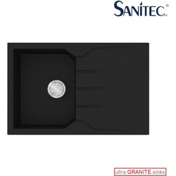 Sanitec Ultra Granite 807 Ένθετος Νεροχύτης Γρανίτη Αντιστρεφόμενος Ματ Nero 79x50cm