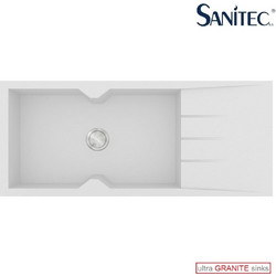 Sanitec Ultra Granite 817 Επικαθήμενος Νεροχύτης Γρανίτη Αντιστρεφόμενος Ματ Bianco 116x50cm