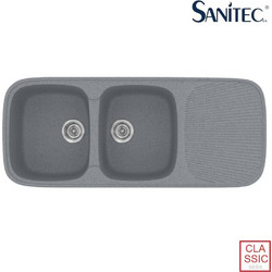 Sanitec Classic 300 Επικαθήμενος Νεροχύτης Γρανίτη Αντιστρεφόμενος Ματ Metallic Silver 116x50cm
