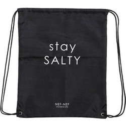 Nef-Nef Stay Salty Υφασμάτινη Τσάντα Θαλάσσης Πλάτης Μαύρη 38x46cm