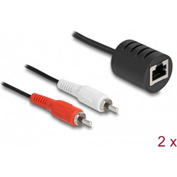 Delock Stereo Audio Extender RJ45 jack to 2 x RCA plug Cat.5 up to 50 m set 2 pieces 87857
