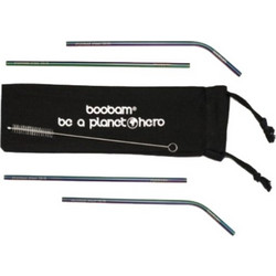 Boobam Straw Metal Titanium Colorful Μεταλλικά Καλαμάκια 4 Τεμάχια
