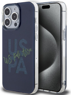 U.S. Polo Assn. Hard Case IML Glitter Script - Θήκη προστασίας από σιλικόνη iPhone 15 Pro Max Navy - USHCP15XUGLV