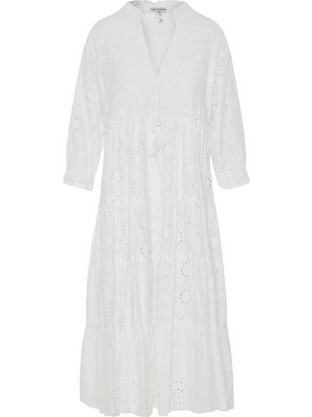 Funky Buddha Midi Καλοκαιρινό Βραδινό Φόρεμα Λευκό FBL009-138-13
