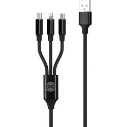 Καλώδιο Forever 3in1 USB σε Lightning + USB-C + microUSB 1.2m 2A, μαύρο