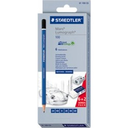 STAEDTLER Bleistift Mars Lumograph 6er Kartonetui Minenstrke 20 mm sechseckig blau lackiert 1 Stck (61 100 C6)