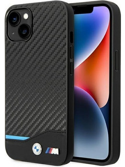 BMW Leather Carbon Θήκη Back Cover Black (iPhone 14 Plus)