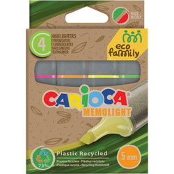 Carioca Eco Family Memolight Μαρκαδόροι Υπογράμμισης 5mm Πολύχρωμοι 4τμχ (10343098)