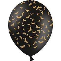 Mπαλόνια Mαύρα Mε Nυχτερίδες Pastel Black Halloween 30cm (50 Tεμάχια)
