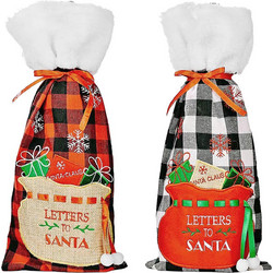 Θήκη κρασιού xmas καρώ 36x16cm Xmasfest 1133201