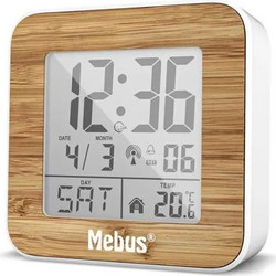 Mebus 27247 White/Wood Look Radio alarm clock digital
