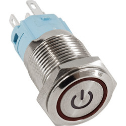 GloboStar(R) 70781 LED Φωτιζόμενος Διακόπτης Χωνευτός - Μπουτόν On/Off Ανοξείδωτος DC 12V με Angel Eye Αδιάβροχο Φ18mm IP67 Κόκκινο