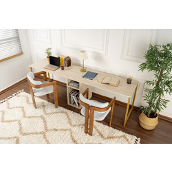 Hanah Home Twin Γραφείο Travertine Gold 240x60x74cm 241NRD1107
