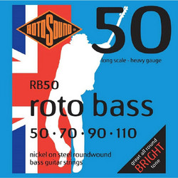 Rotosound RB50 Σετ 4 Χορδές Ηλεκτρικού Μπάσου Nickel Plated Steel 50-110" Hard Tension