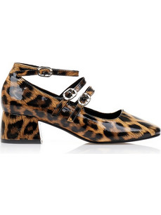 Γόβες animal print λουστρίνι με ρυθμιζόμενα λουράκια