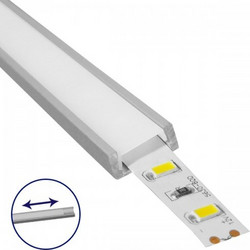 GLOBOSTAR(R) ALP-LINEAR ALPINA 70801-1M Επιφανειακό Προφίλ Αλουμινίου με Λευκό Γαλακτερό Συρόμενο Κάλυμμα για Ταινίες LED IP20 - Ασημί & Λευκό - Μ100 x Π1.6 x Υ0.6cm