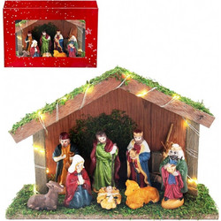 Φάτνη ξύλινη με led 29,5x20x10cm Xmasfest 1133465