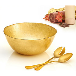 Cryspo Trio Διακοσμητικό Γυάλινο KRONOS ORO GOLD FOIL BIG BOWL