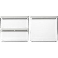 Brabantia 1008882 Σετ κουτιών αποθήκευσης προϊόντων Tasty+ Stackable 2x1.5L+1x3.5L Light Grey