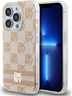 DKNY IML Checkered Mono Pattern & Printed Stripes MagSafe case for iPhone 13 Pro / 13 - pink