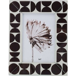 Κορνίζα Romimex Λευκό Μαύρο Γυαλί 13 x 18 x 1 cm