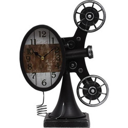 Ρολόι Επιτραπέζιο Vintage Movie Machine Μεταλλικό Μαύρο Χρώμα 21.5x11x30Εκ Fylliana