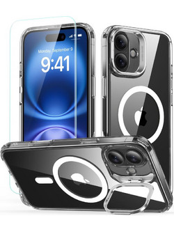 ESR Classic Hybrid HaloLock Kickstand MagSafe Back Cover με Tempered Glass Clear (iPhone 16)