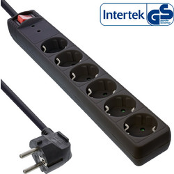 InLine(R) Power Strip 6 Port with protection 6x Type F German with switch black 1.5m