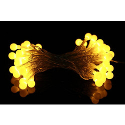 Αλυσίδα 20 LED μπίλιες θερμό λευκό διάφανο καλώδιο με μπαταρία 2,3 μ