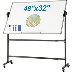 Κινητός Μαγνητικός Πίνακας VEVOR 48x32 ιντσών Διπλής Όψης με Ρόδες & Δίσκο BB4832YCDLYDVRU6FV0