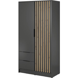 PoliHome Δίφυλλη Ντουλάπα Ρούχων Nolan Γκρι 105x51x200cm 162395309