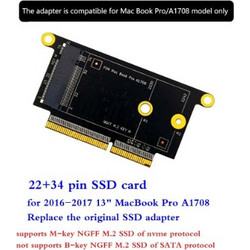 Μαυρο 22+34 pin ssd macbook pro A1708 2016 2017 M-key M2 NVME sata adapter
