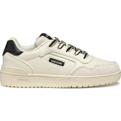 Geox Παιδικά Sneakers Λευκά Μαύρα J55LQD05422C1000