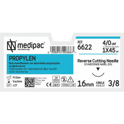 ΡΑΜΜΑ PROPYLEN 4/0 45εκ. 16χιλ. 3/8 του κύκλου κόπτουσα MEDIPAC