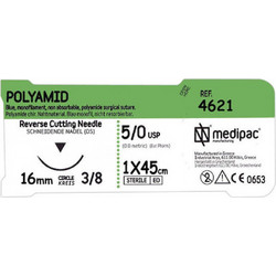 ΡΑΜΜΑ POLYAMID 5/0 45εκ. 16χιλ. 3/8 του κύκλου κόπτουσα MEDIPAC