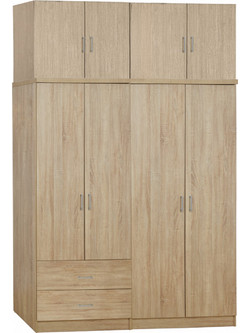 HomeMarkt Τετράφυλλη Ντουλάπα Ρούχων με Πατάρι Sonoma 160x42x241cm HM11355.02