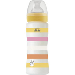 Chicco Girl Well Being Πλαστικό Μπιμπερό με Θηλή Σιλικόνης κατά των Κολικών 4m+ Yellow/Pink 330ml
