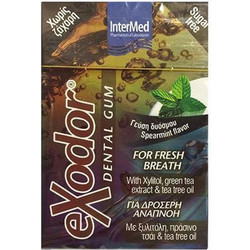 Exodor Dental Gum Οδοντότσιχλα για Δροσερή Αναπνοή με Ξυλιτόλη, Πράσινο Τσάι & Tee Tree Oil 21g - INTERMED - INTERMED